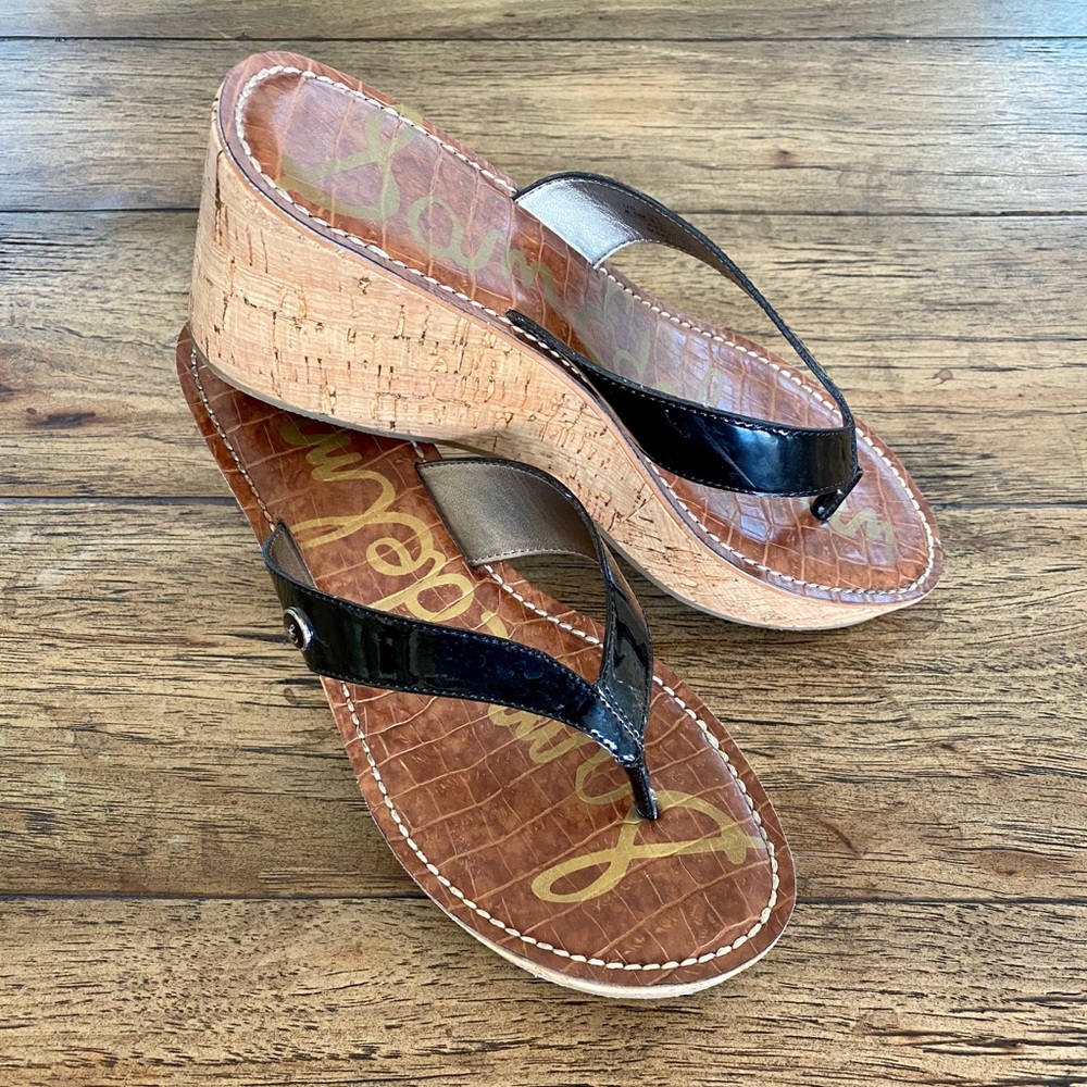 Sam Edelman Black Cork Wedge - Picture 2 of 8